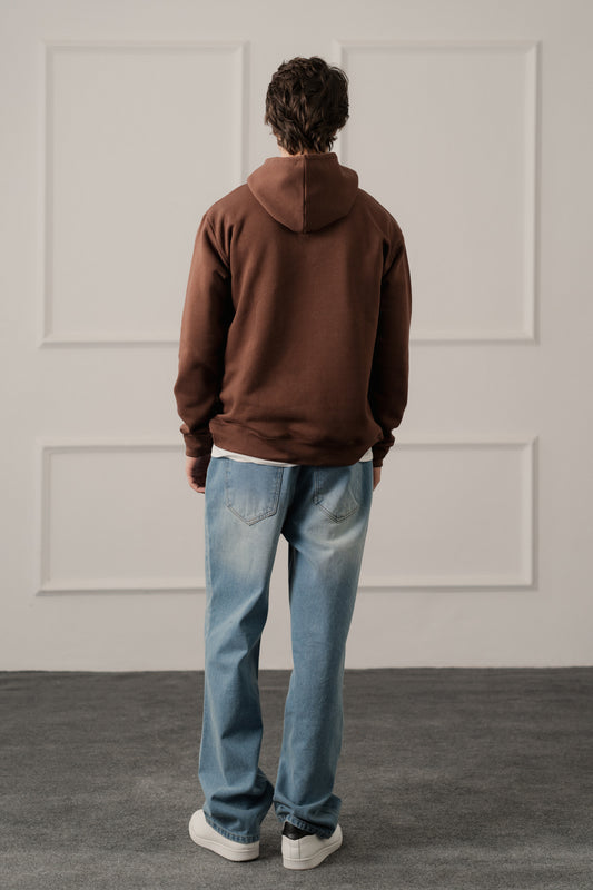 Brown Relaxed Fit Graphic Pull Over Hoodie - Hustle N Holla