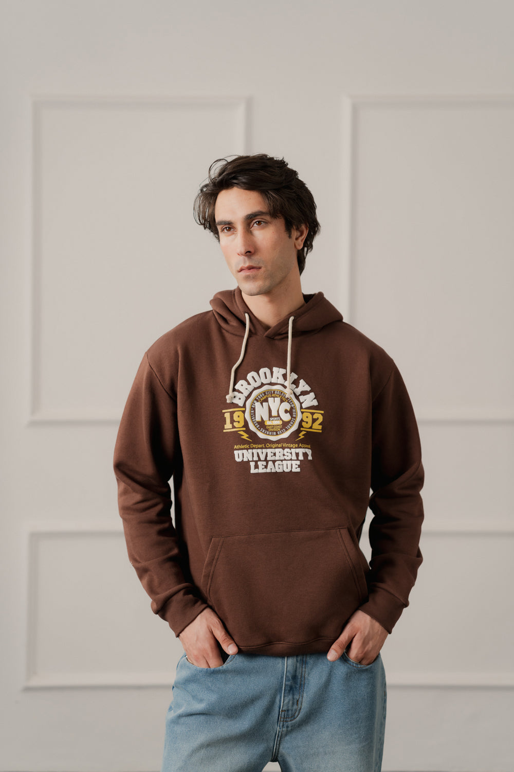 Brown Relaxed Fit Graphic Pull Over Hoodie - Hustle N Holla