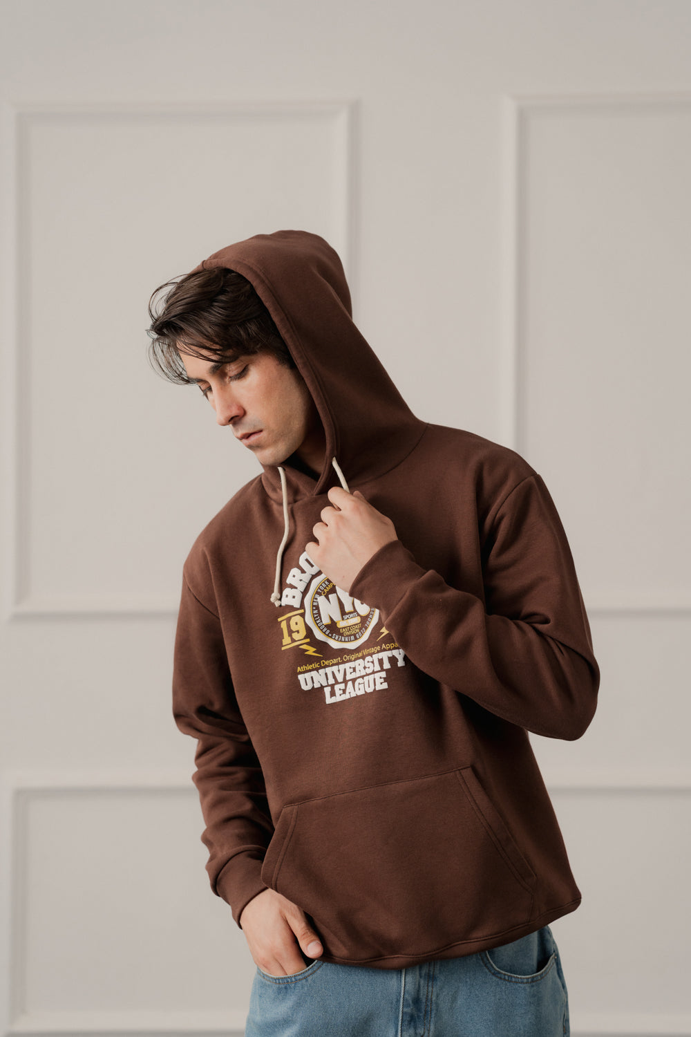 Brown Relaxed Fit Graphic Pull Over Hoodie - Hustle N Holla