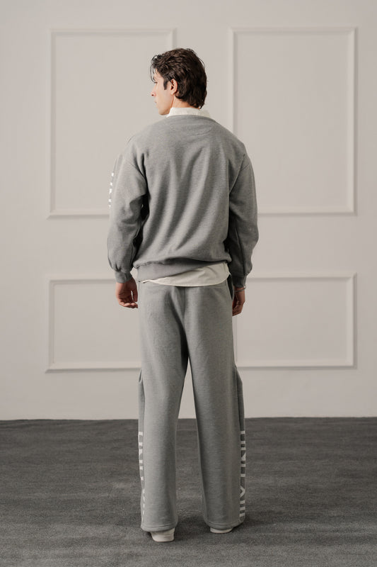Grey Loose Fit Panelled Trousers - Hustle N Holla