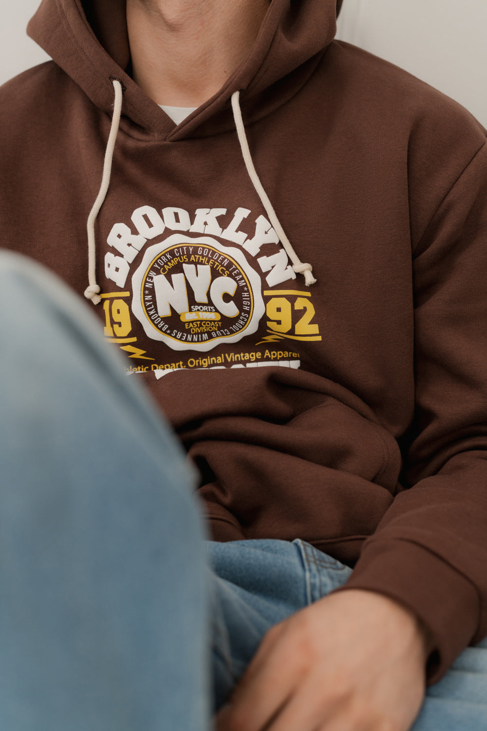 Brown Relaxed Fit Graphic Pull Over Hoodie - Hustle N Holla