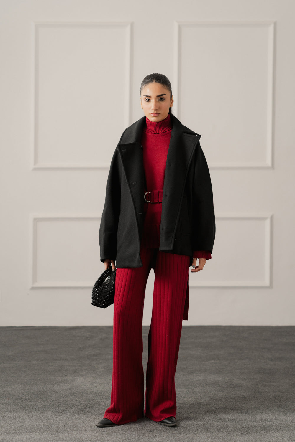 Red Soft Wide Leg Knitted Trousers - Hustle N Holla