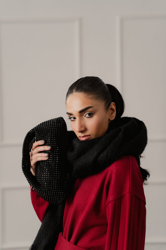 Red High Neck Belted Sweater Top - Hustle N Holla