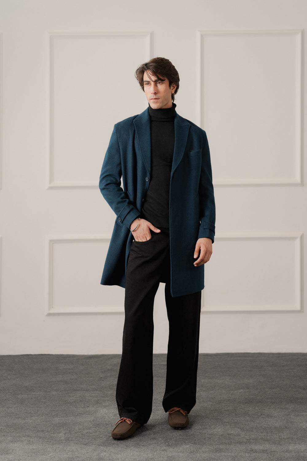 Blue Relaxed Fit Overcoat - Hustle N Holla