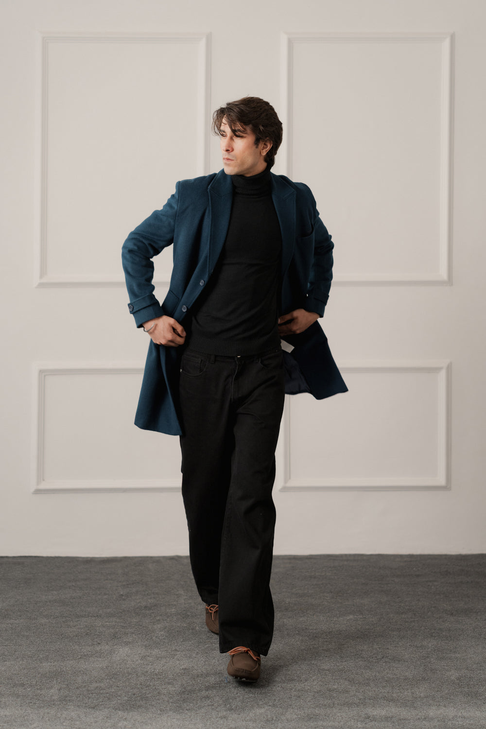 Blue Relaxed Fit Overcoat - Hustle N Holla