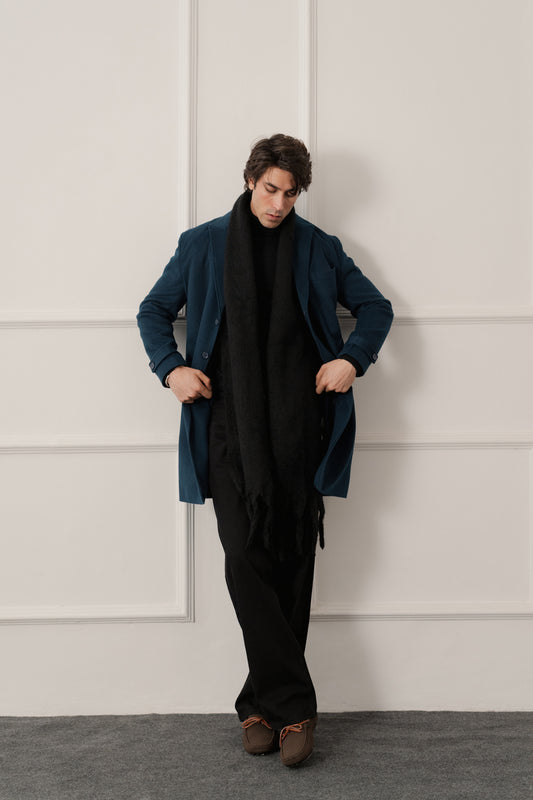 Blue Relaxed Fit Overcoat - Hustle N Holla