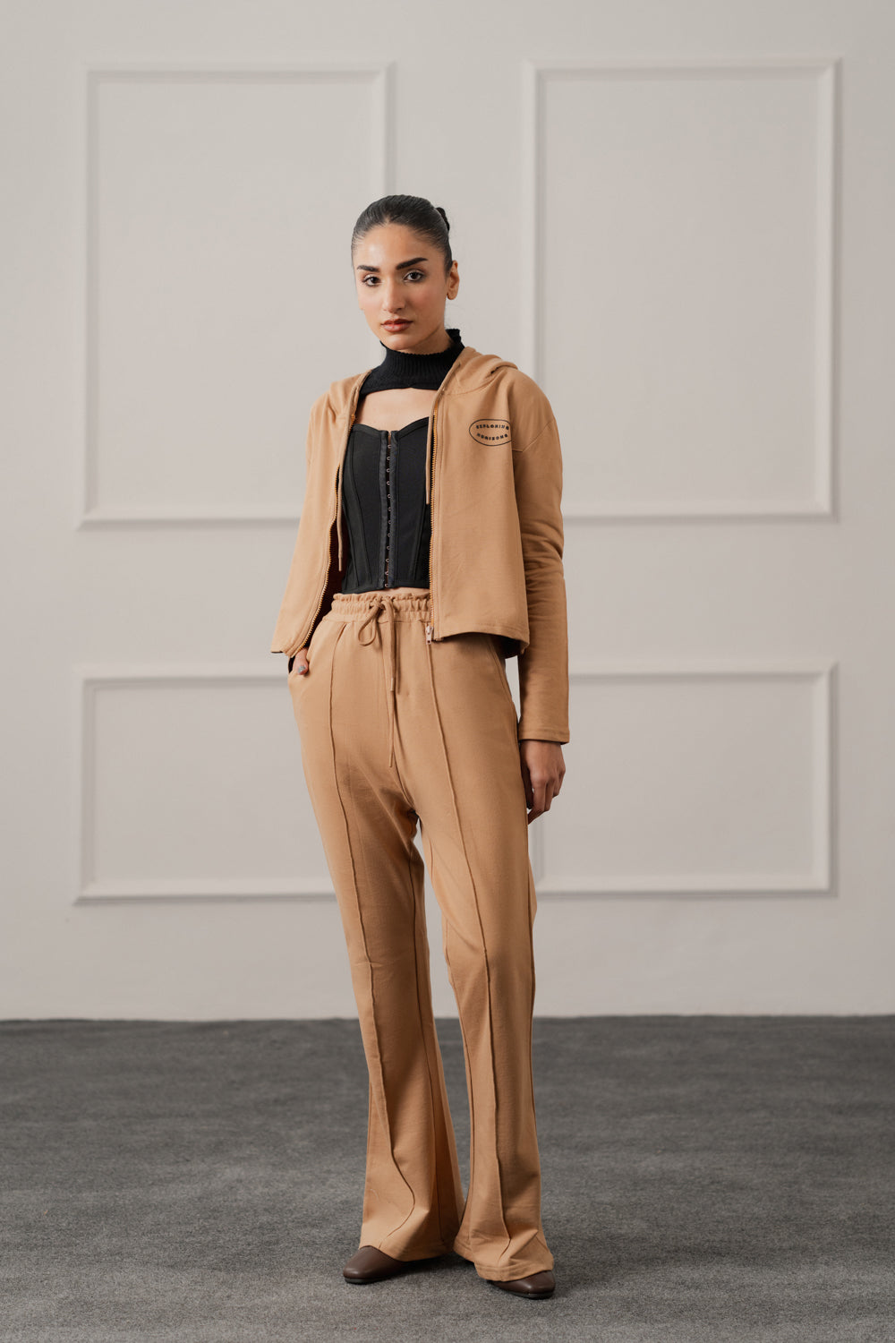 Beige Flared Trousers