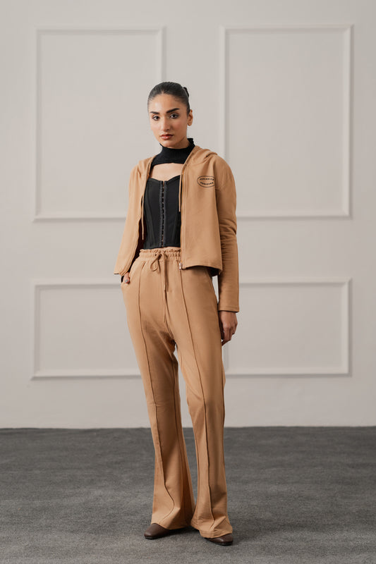 Beige Flared Trousers - Hustle N Holla