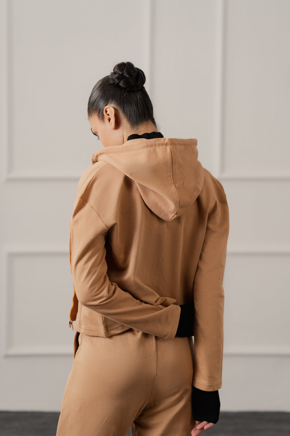 Beige Slim Fit Zipper Hoodie - Hustle N Holla