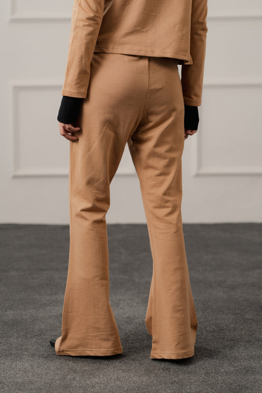 Beige Flared Trousers - Hustle N Holla
