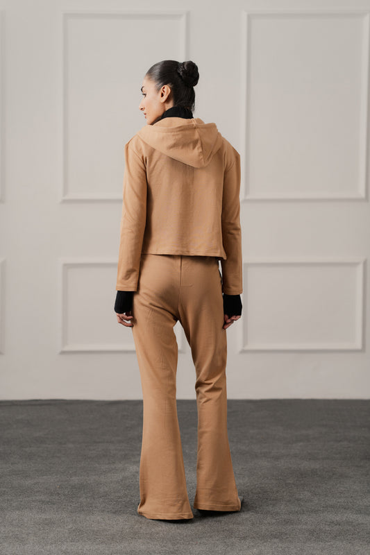 Beige Slim Fit Zipper Hoodie - Hustle N Holla