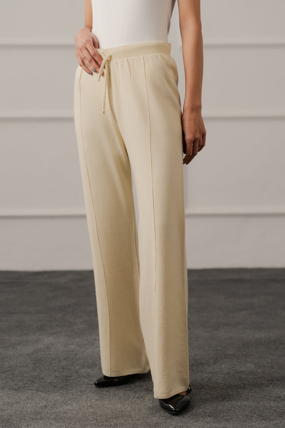 Off White Wide Leg Knitted Trousers