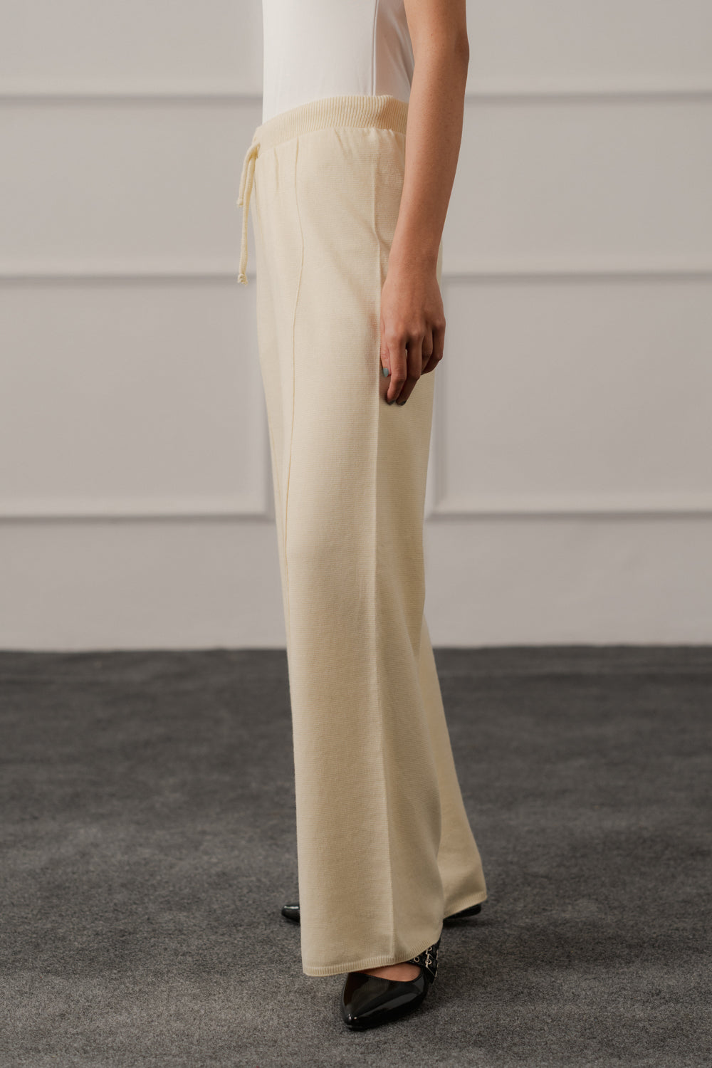 Off White Wide Leg Knitted Trousers - Hustle N Holla