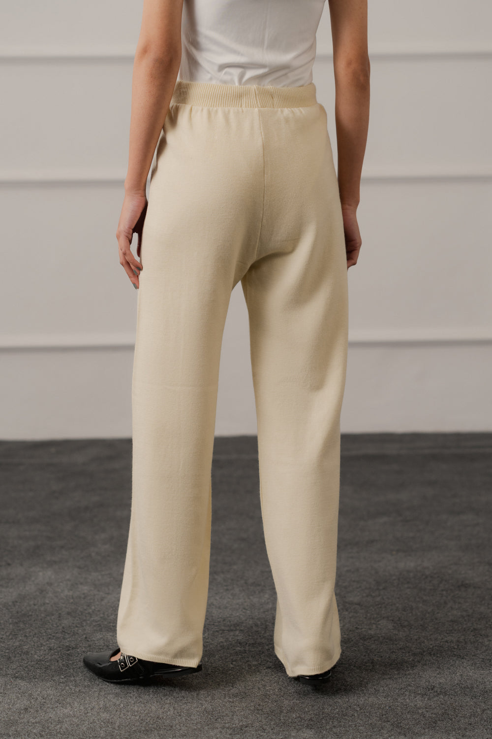 Off White Wide Leg Knitted Trousers - Hustle N Holla