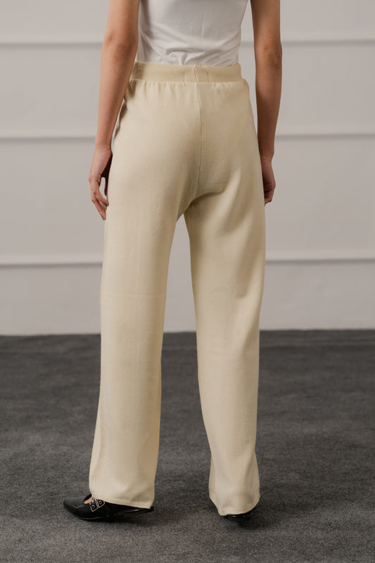 Off White Wide Leg Knitted Trousers - Hustle N Holla