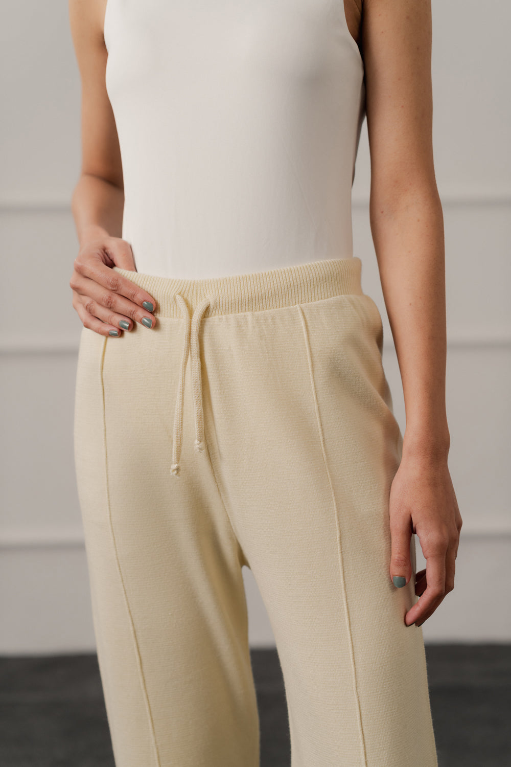 Off White Wide Leg Knitted Trousers - Hustle N Holla