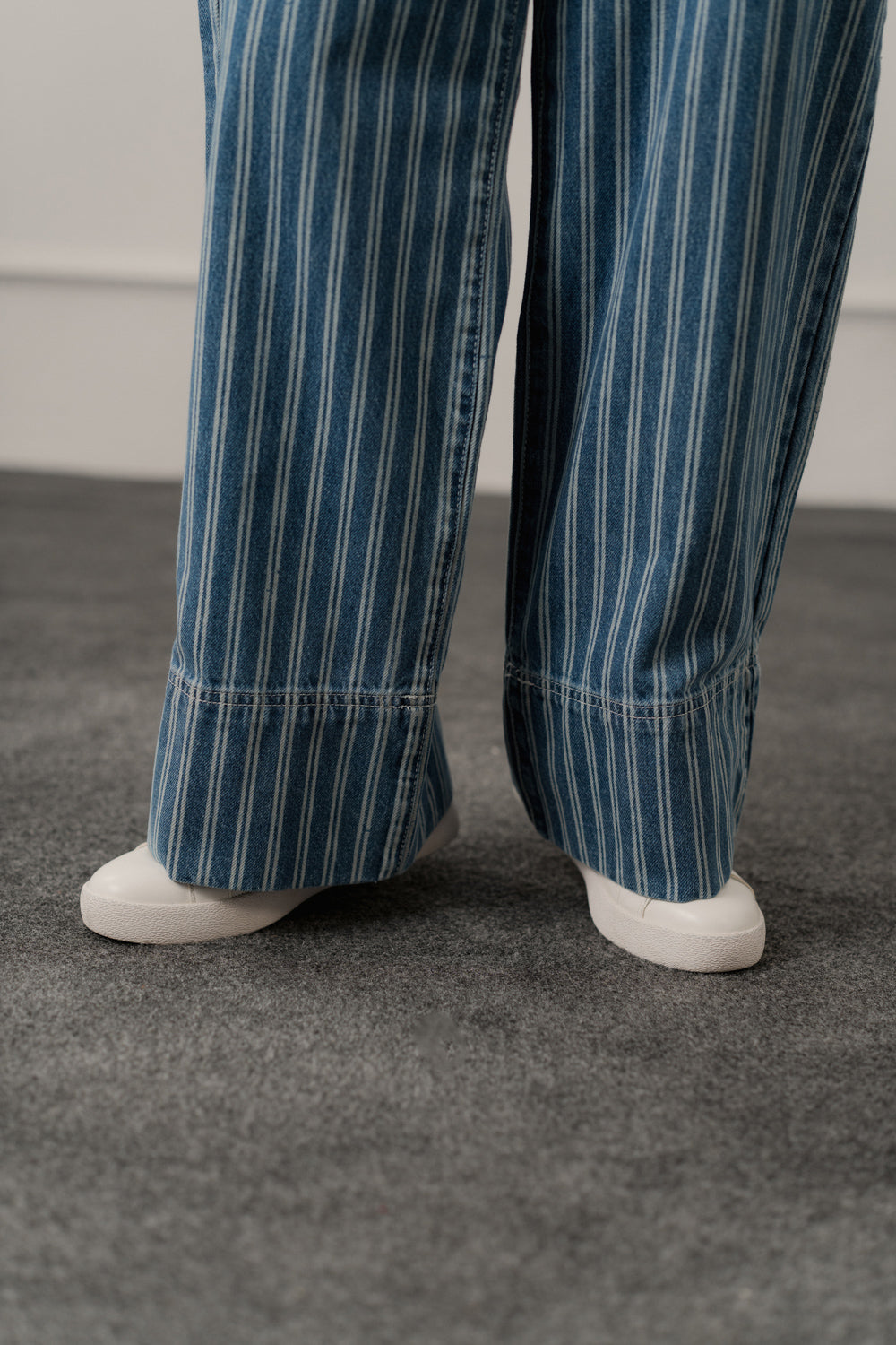 Blue Striped Wide Leg Jeans - Hustle N Holla