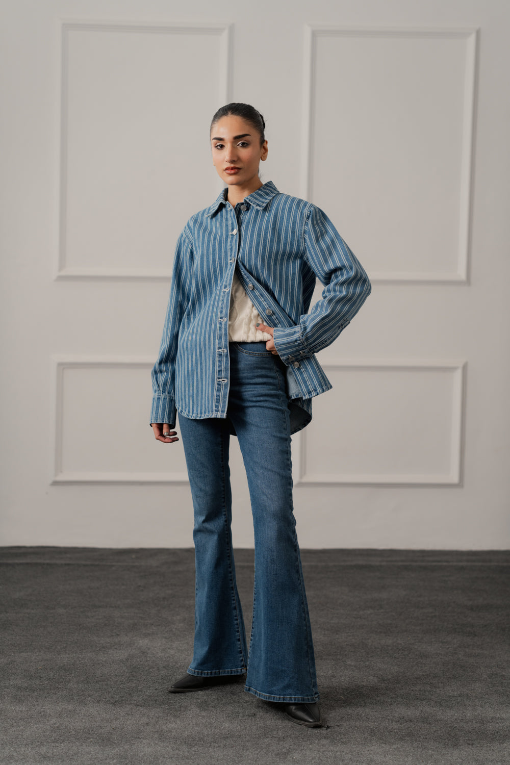 Blue Striped Relaxed Fit Over Shirt - Hustle N Holla