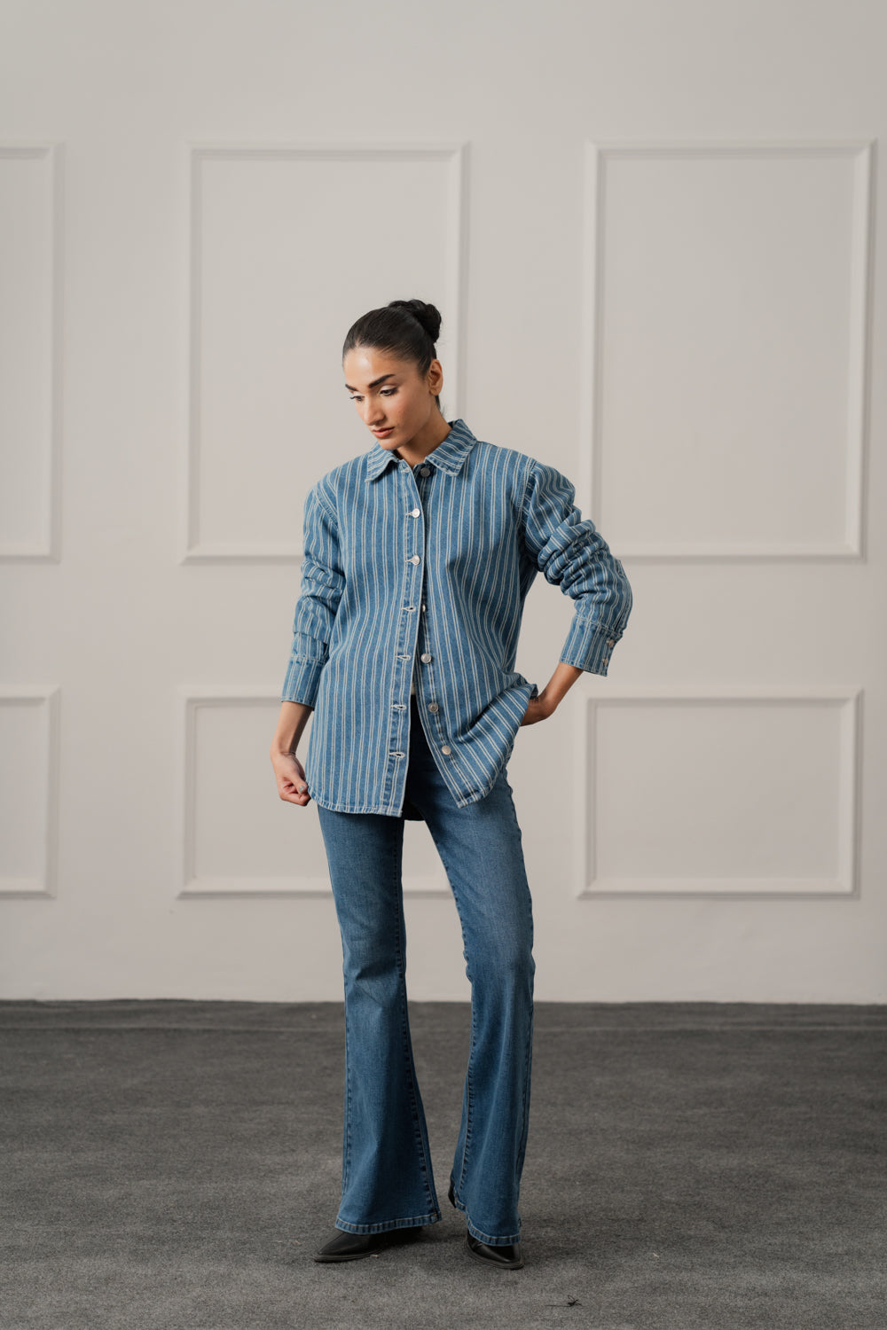 Blue Striped Relaxed Fit Over Shirt