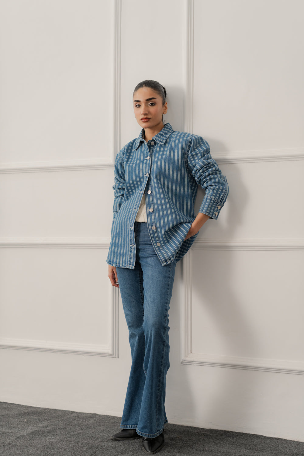 Blue Striped Relaxed Fit Over Shirt - Hustle N Holla