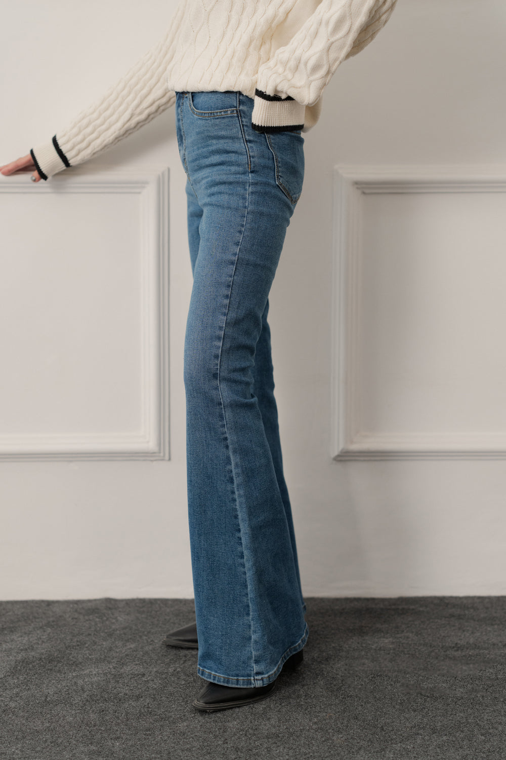 TUMMY SHAPER Blue Mid Wash Flared Jeans - Hustle N Holla