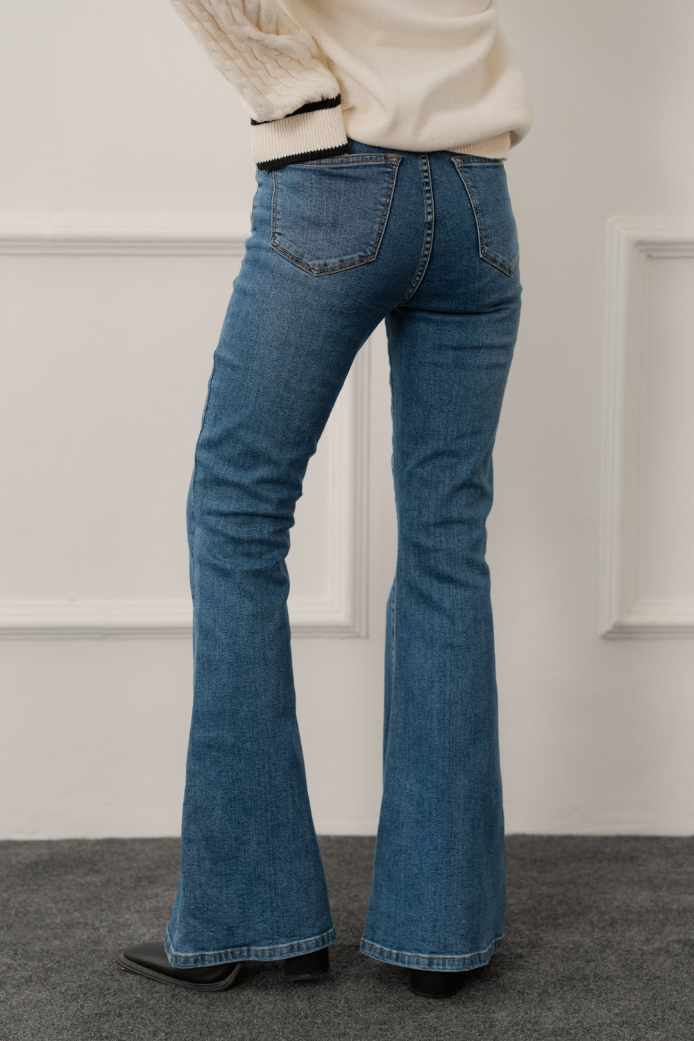 TUMMY SHAPER Blue Mid Wash Flared Jeans - Hustle N Holla