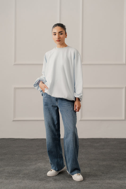 Sky Blue Balloon Fit Sweatshirt - Hustle N Holla