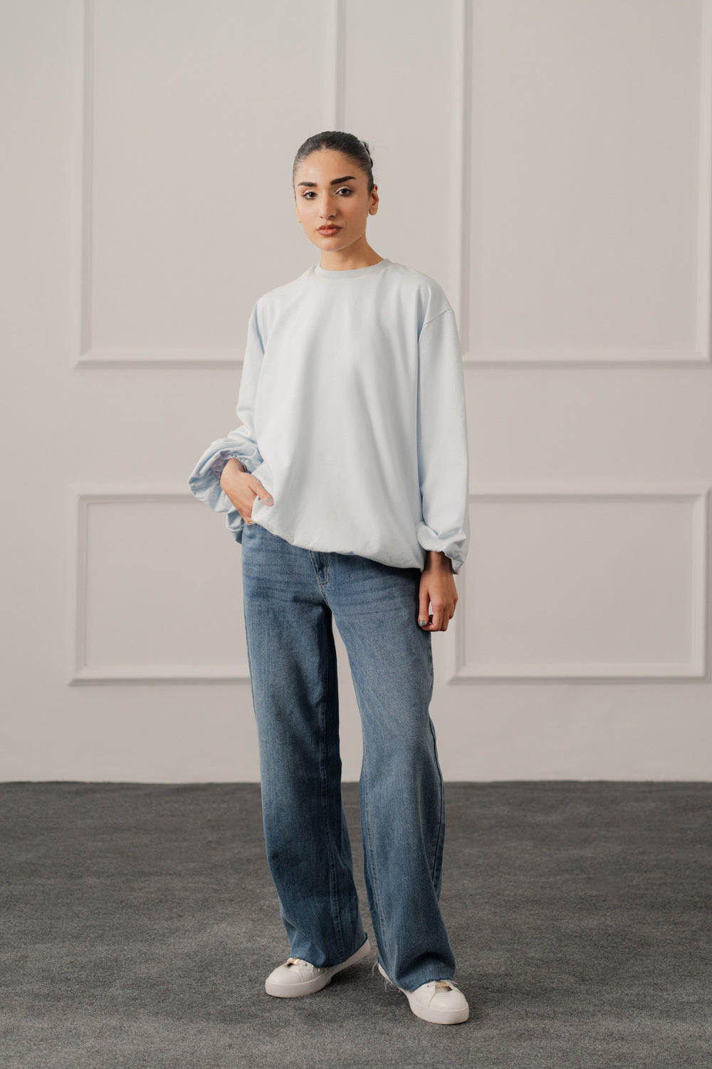 Sky Blue Balloon Fit Sweatshirt