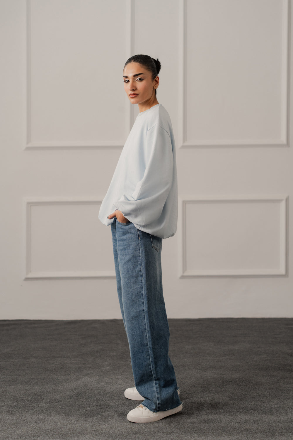 Sky Blue Balloon Fit Sweatshirt - Hustle N Holla