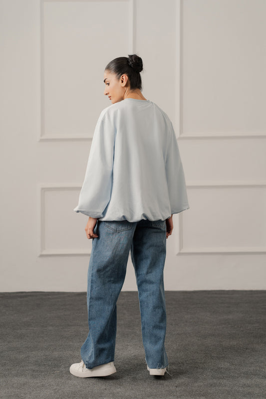 Sky Blue Balloon Fit Sweatshirt - Hustle N Holla