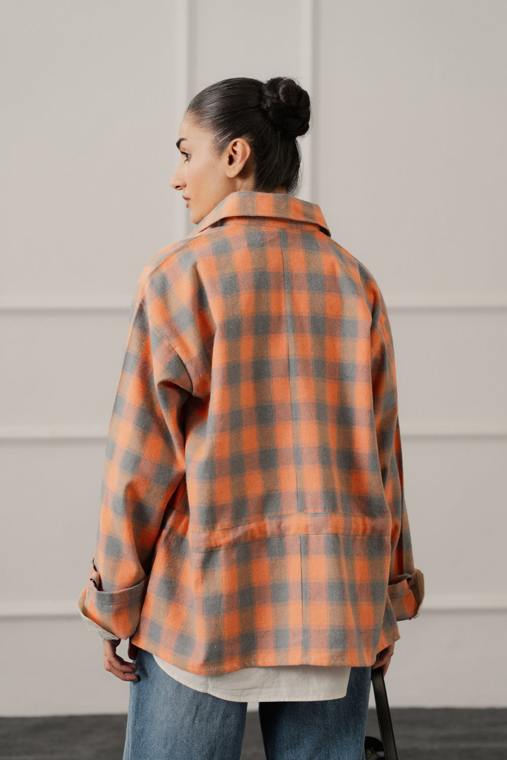 Peach Relaxed Fit Flannel Long Shirt - Hustle N Holla