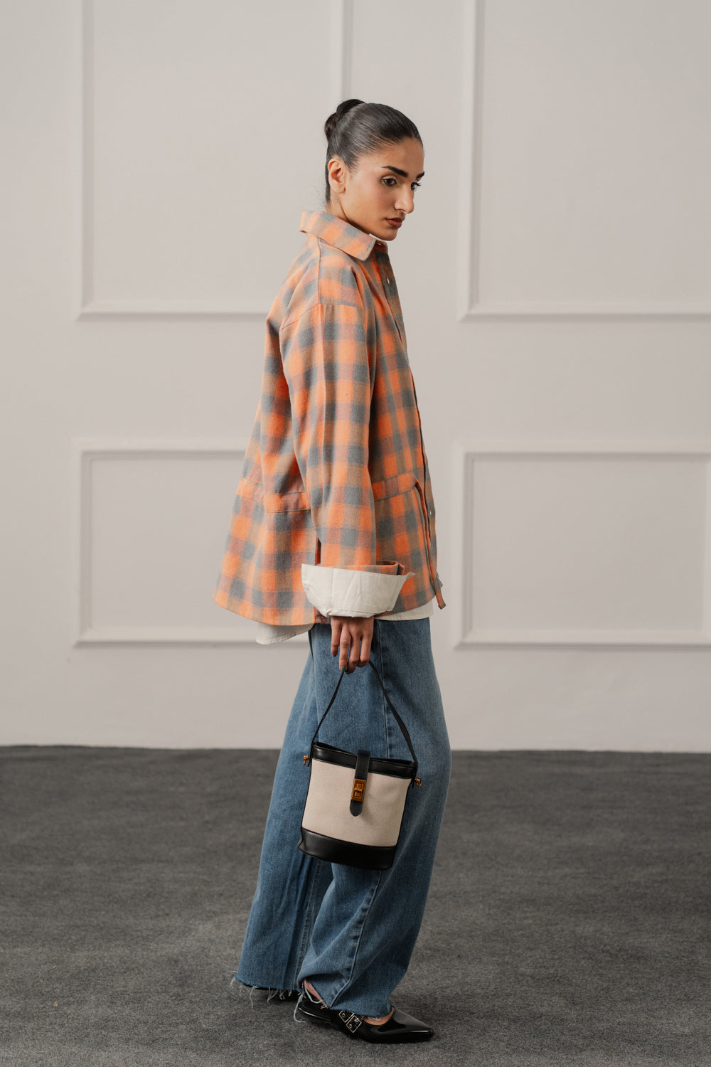 Peach Relaxed Fit Flannel Long Shirt - Hustle N Holla