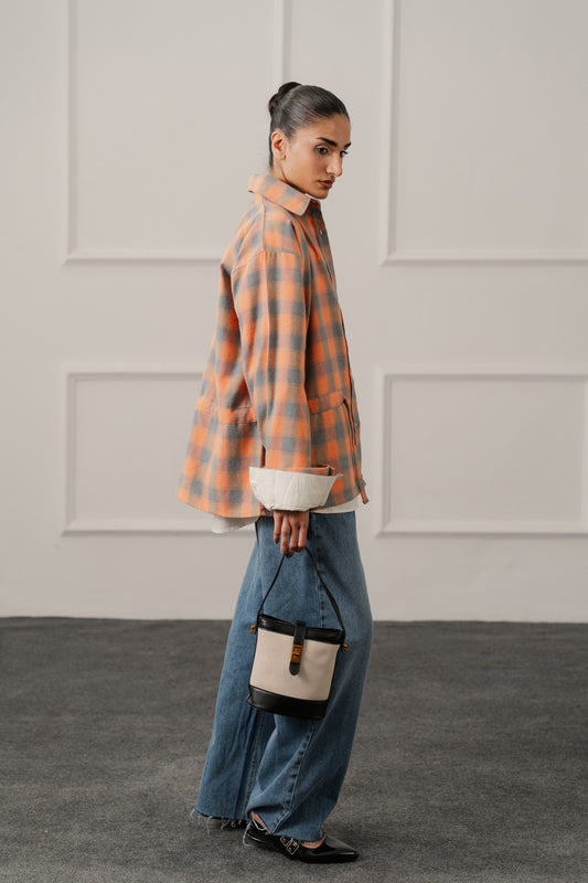 Peach Relaxed Fit Flannel Long Shirt - Hustle N Holla