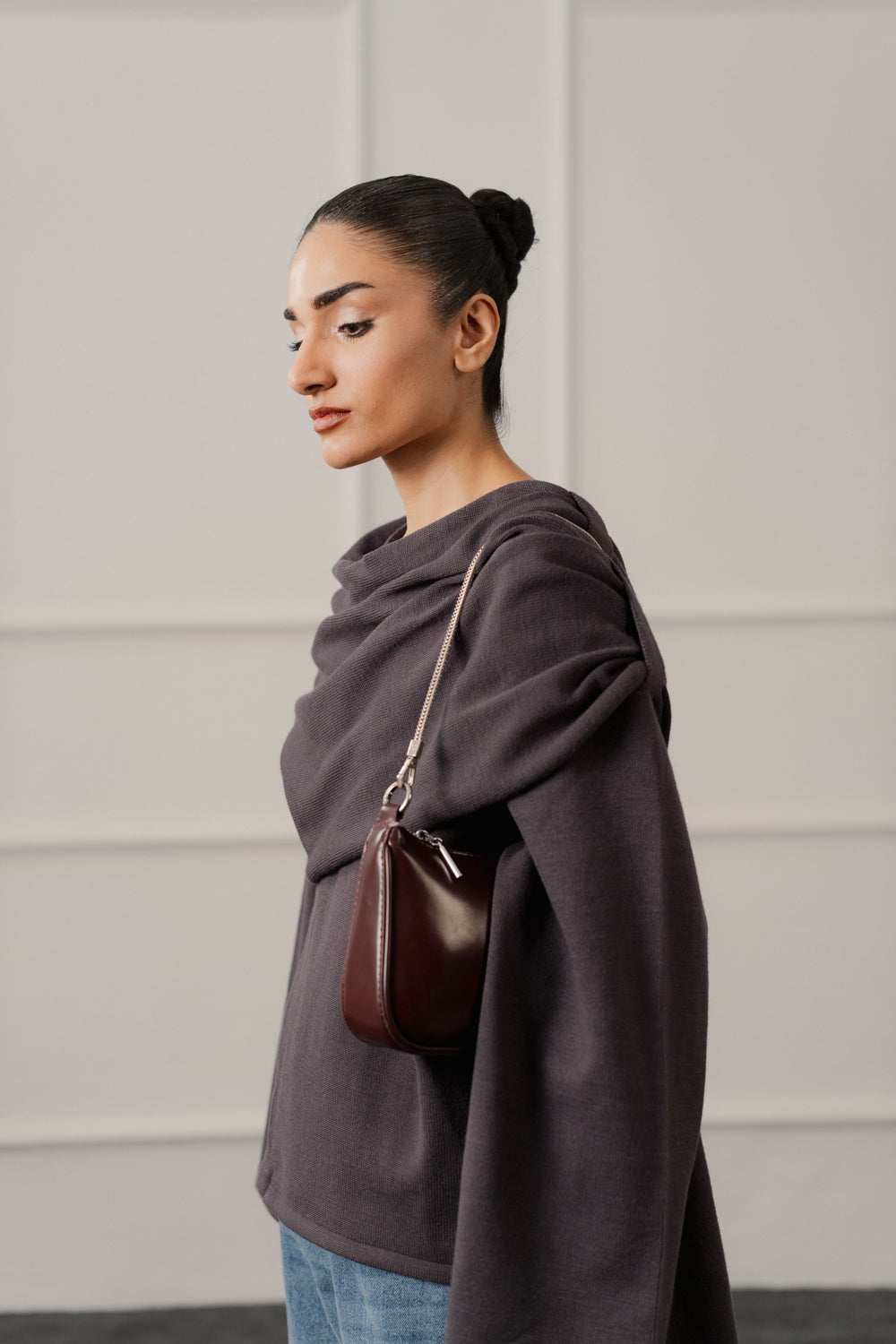 Charcoal Oversized Cardigan with Scarf - Hustle N Holla