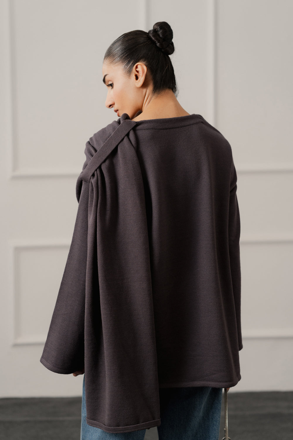 Charcoal Oversized Cardigan with Scarf - Hustle N Holla