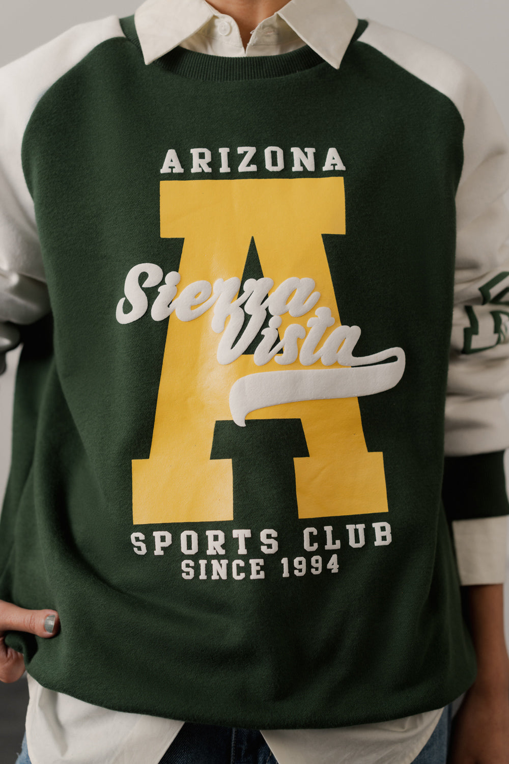 Green Relaxed Fit Varsity Sweatshirt - Hustle N Holla