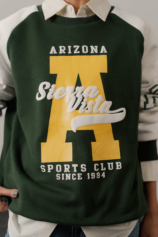 Green Relaxed Fit Varsity Sweatshirt - Hustle N Holla