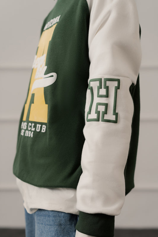 Green Relaxed Fit Varsity Sweatshirt - Hustle N Holla