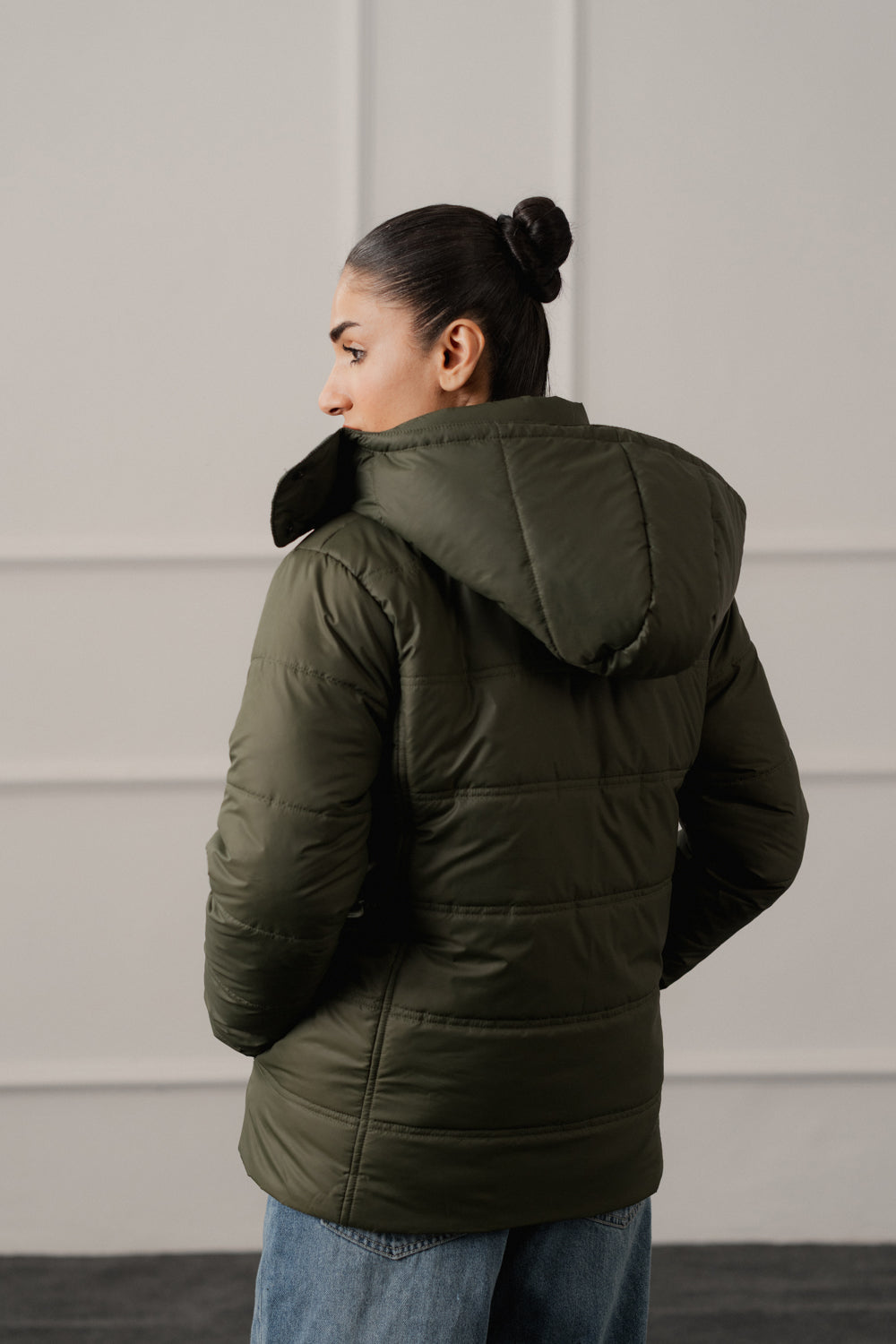 Green Relaxed Fit Hooded Puffer Jacket - Hustle N Holla