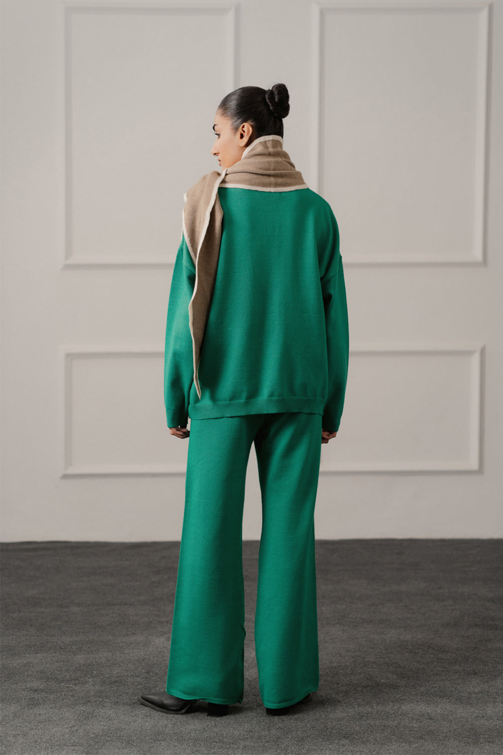 Emerald Green Wide leg Knitted Trousers - Hustle N Holla