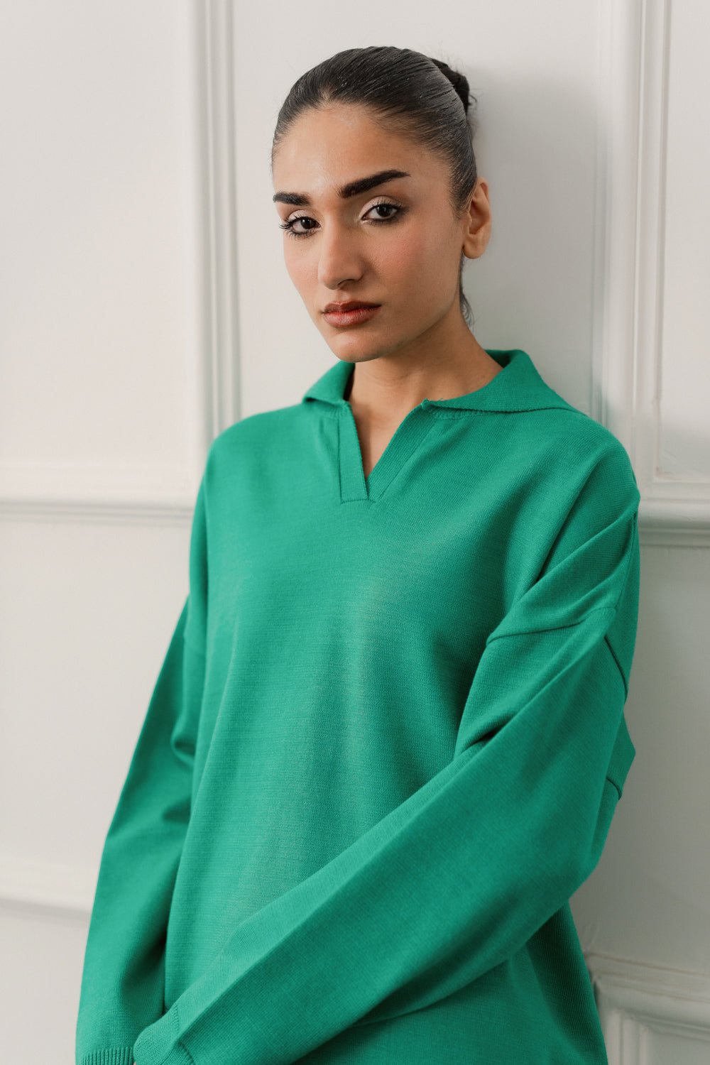 Emerald Green Relaxed Fit  Sweater Top