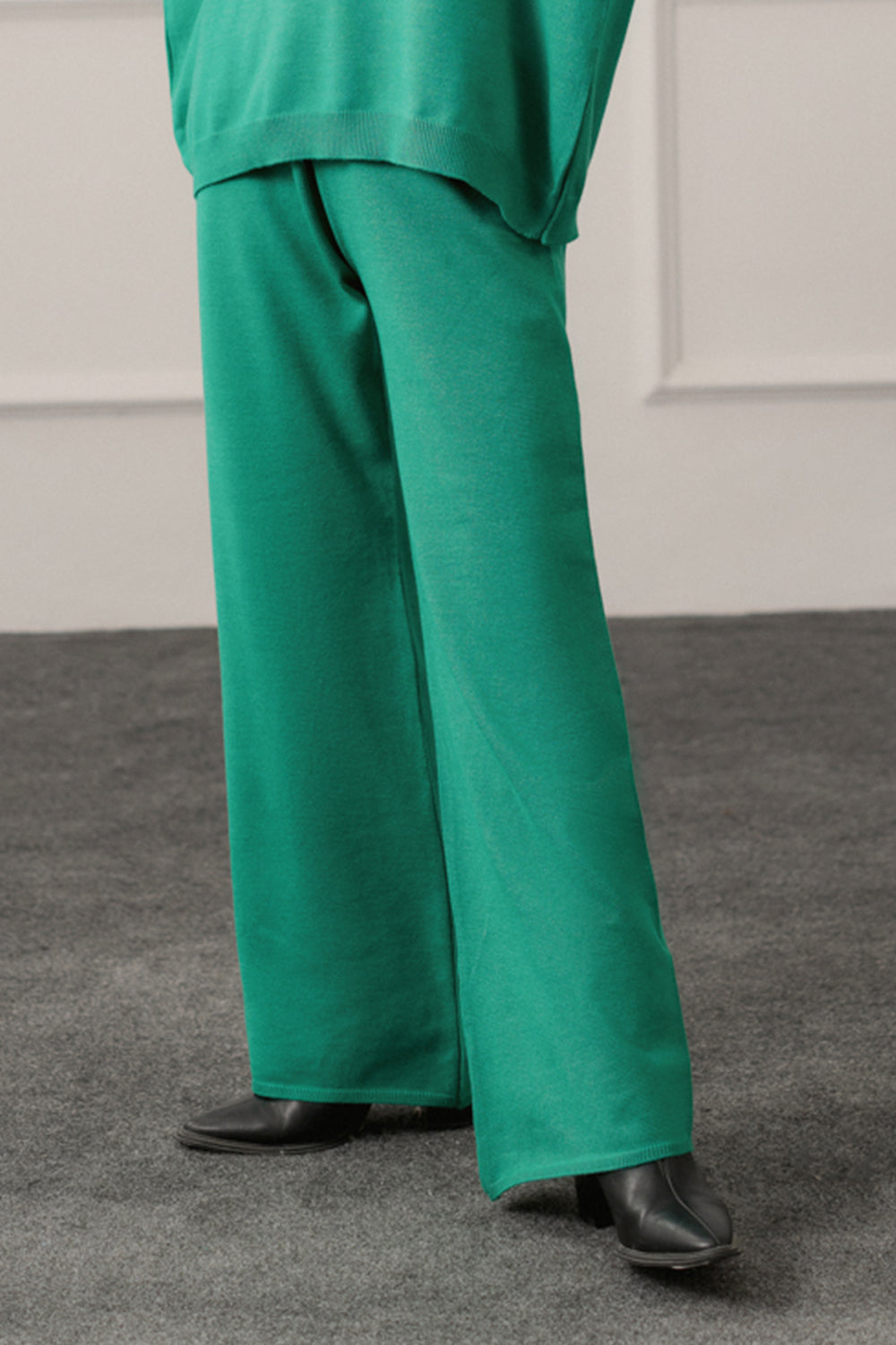 Emerald Green Wide leg Knitted Trousers