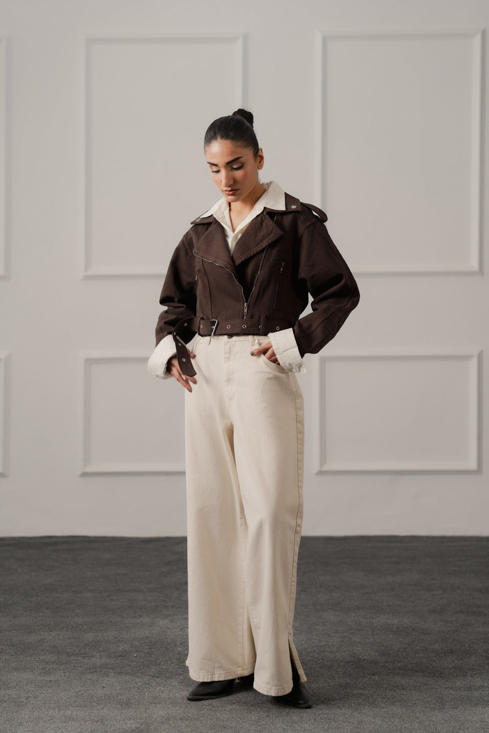 Brown Slim Fit Biker Jacket - Hustle N Holla