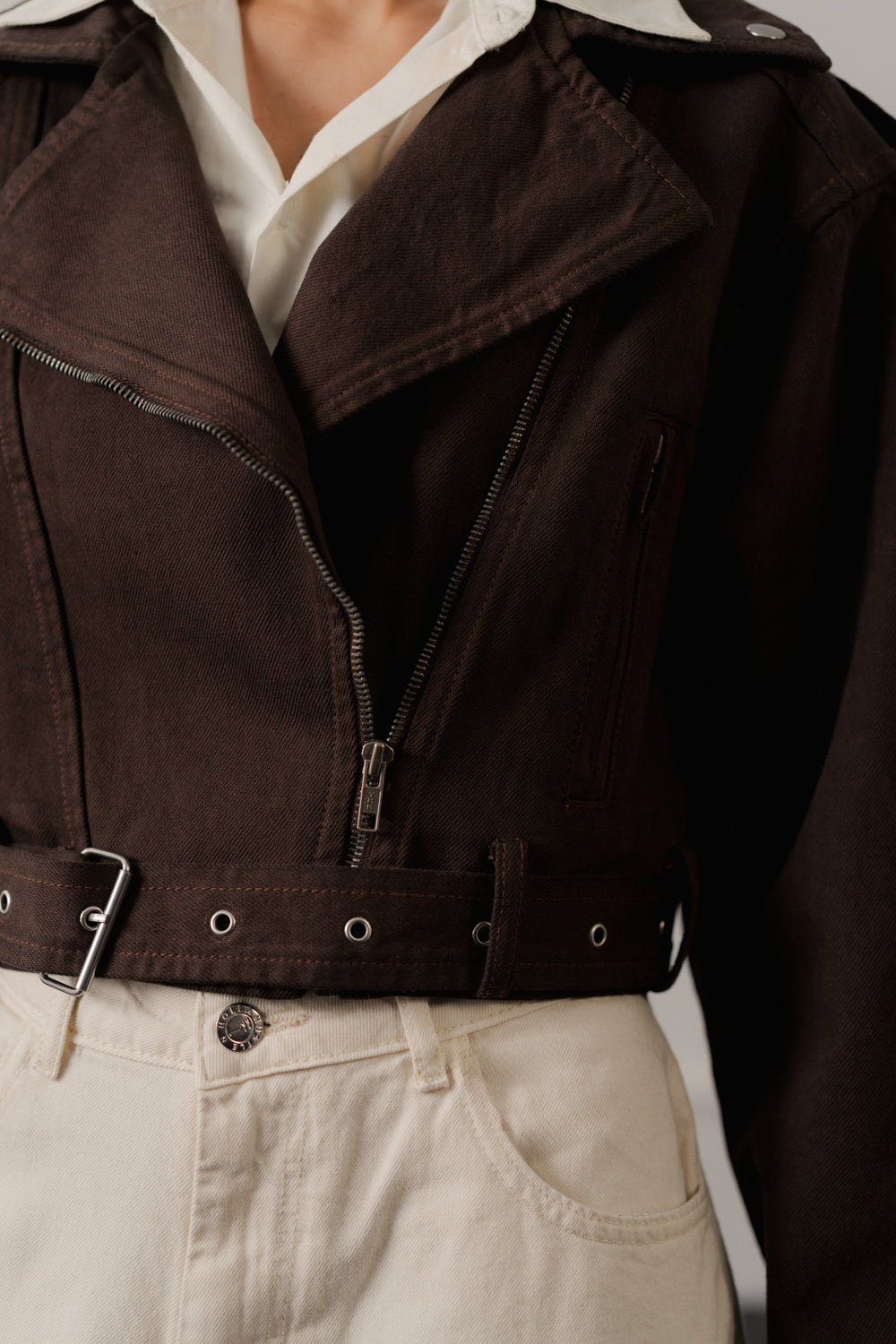 Brown Slim Fit Biker Jacket - Hustle N Holla