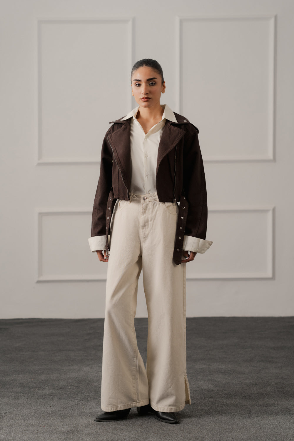 Brown Slim Fit Biker Jacket - Hustle N Holla