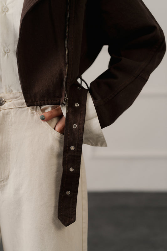 Brown Slim Fit Biker Jacket