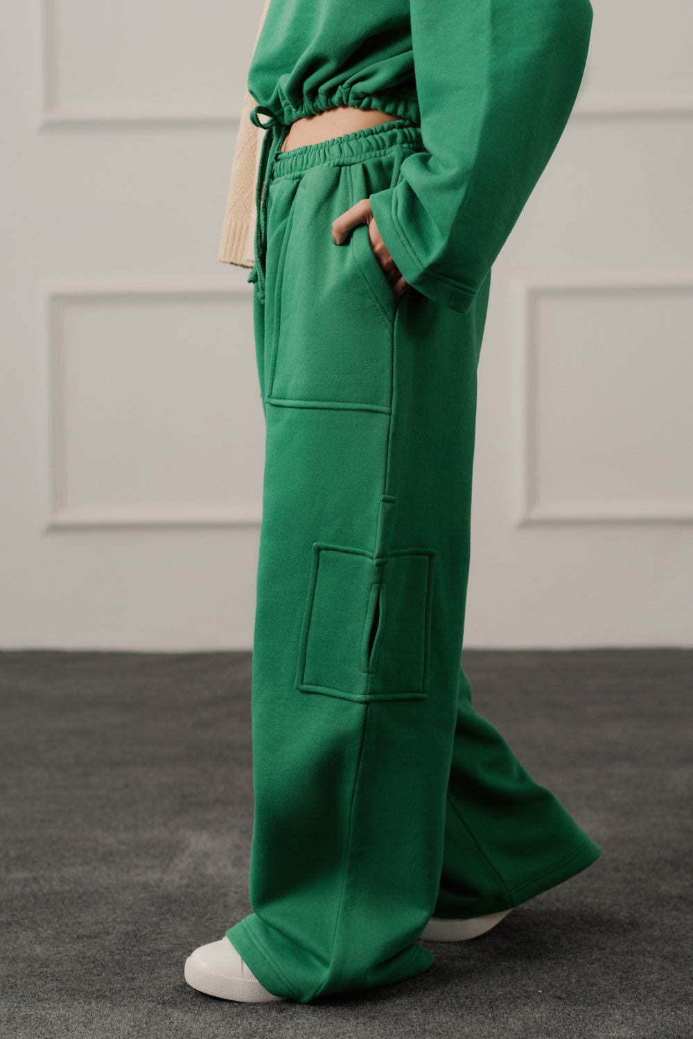 Emerald Green Utility Pockets Wide Leg Trousers - Hustle N Holla