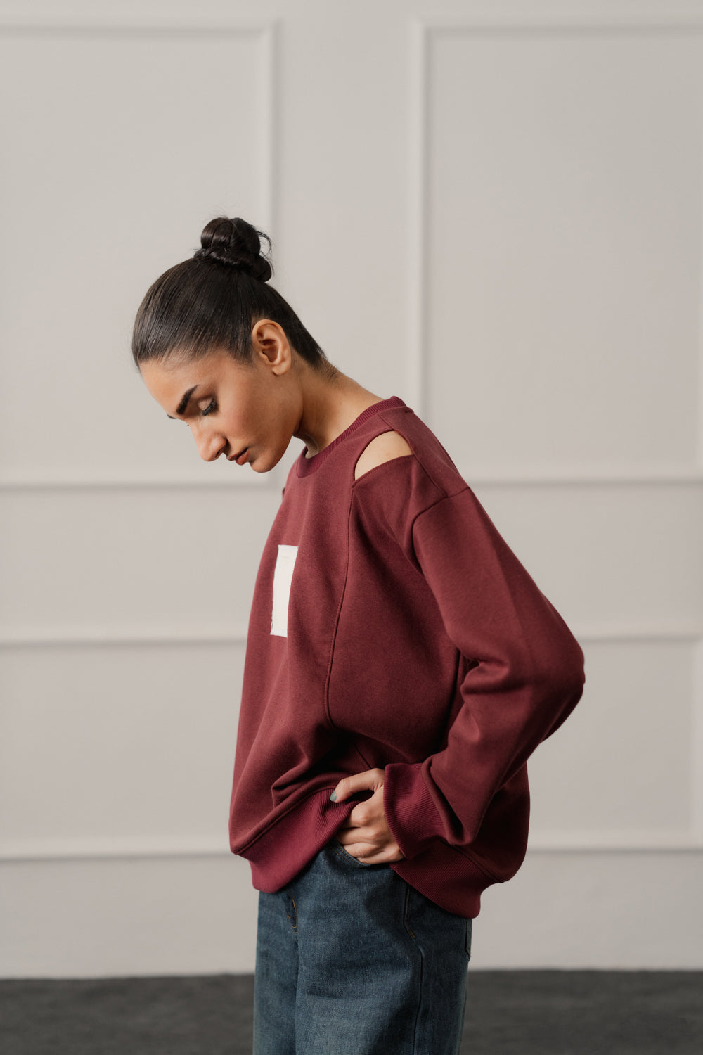 Burgundy Relaxed Fit Graphic Sweatshirt - Hustle N Holla