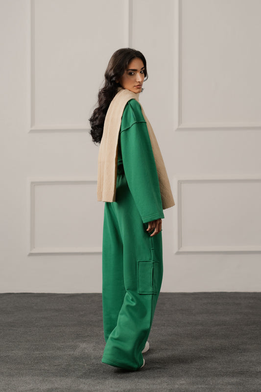 Emerald Green Oversized Crop Sweatshirt - Hustle N Holla