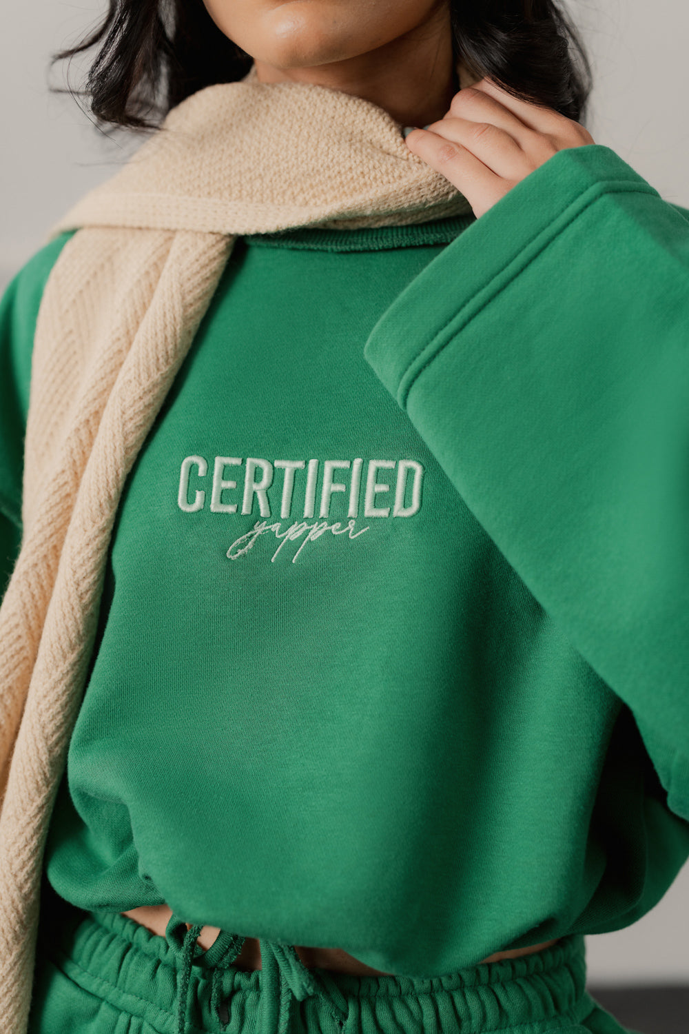 Emerald Green Oversized Crop Sweatshirt - Hustle N Holla